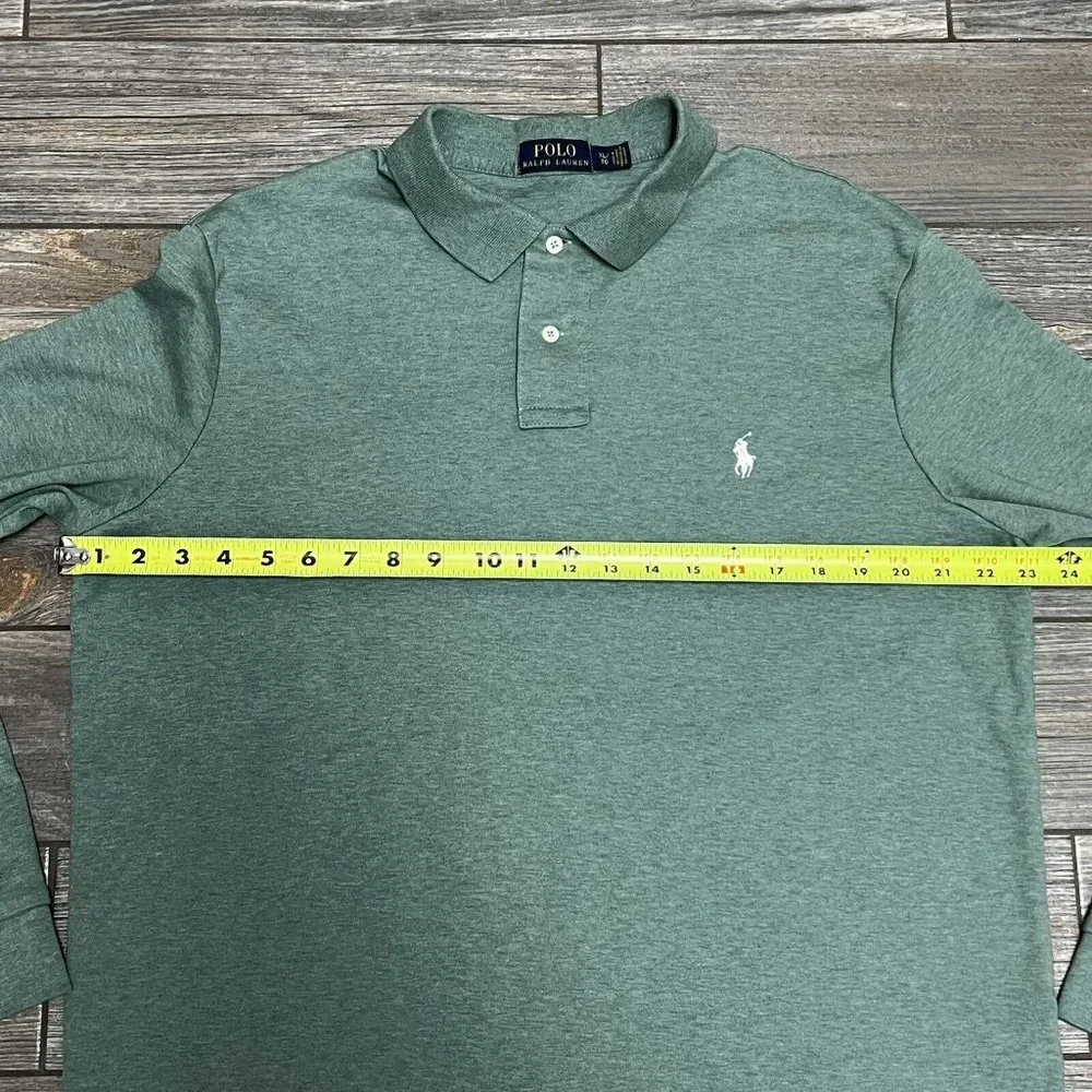 Polo Ralph Lauren L/S Shirt Men's Size XL Heathered Green White Pony Smooth - Picture 8 of 10
